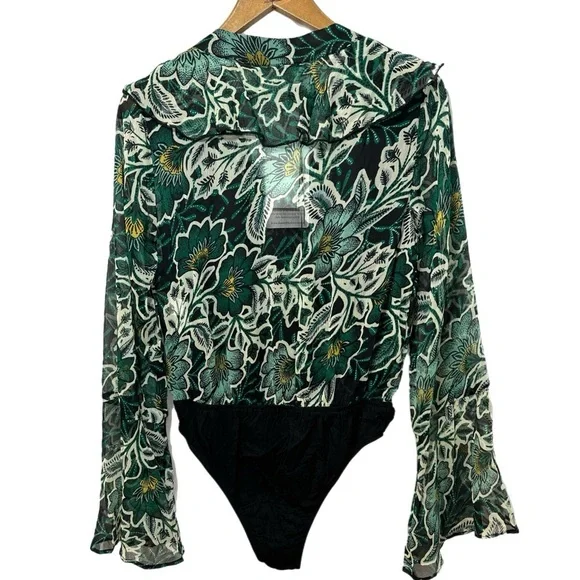 BAND OF THE FREE Bonnie Emerald Long Sleeve Bodysuit Top Bell Sleeve Hippie Boho - Picture 15 of 16